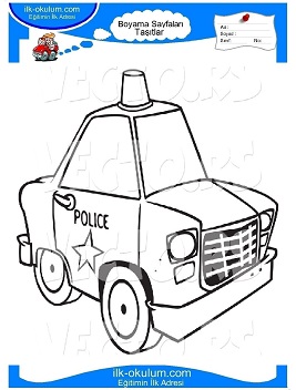 Çocuklar İçin Polis-Arabası Boyama Sayfaları 